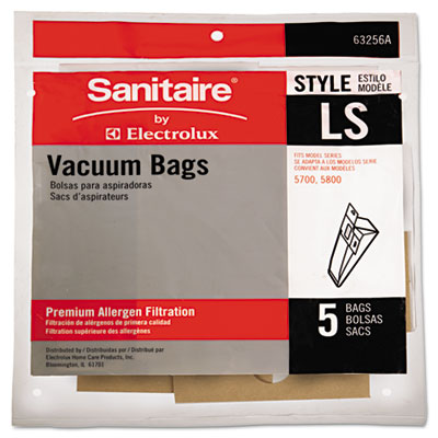 Commercial Upright Vacuum Cleaner Replacement Bags, Style LS, 5/Pack, 10 Packs/Carton