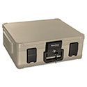 Fire and Waterproof Chest, 0.38 cu ft, 19.9w x 17d x 7.3h, Taupe