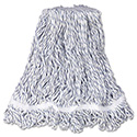 Web Foot Finish Mop, White, Med, Cotton/Synthetic, 1". White Headband, 6/Carton