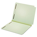 Dual-Tab Pressboard Fastener Folder, 2" Expansion, 2 Fasteners, Letter Size, Light Green Exterior, 25/Box