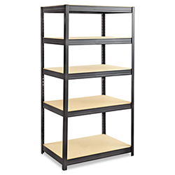 Boltless Steel/particleboard Shelving, Five-Shelf, 36w X 24d X 72h, Black