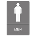 ADA Sign, Men Restroom Symbol w/Tactile Graphic, Molded Plastic, 6 x 9, Gray