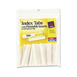 Insertable Index Tabs with Printable Inserts, 1/5-Cut, Clear, 2" Wide, 25/Pack