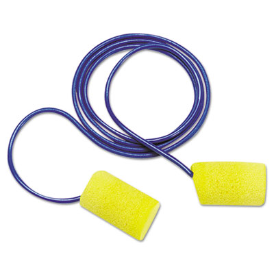 E-A-R Classic Foam Earplugs, Metal Detectable, Corded, Poly Bag, 200 Pairs