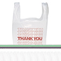 "Thank You" Handled T-Shirt Bag, Have a Nice Day Labeling, Cut-Out Handles, 11.5" x 6.5" x 21", White/Red, 900/Carton