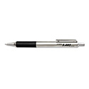 F-402 Ballpoint Pen, Retractable, Fine 0.7 mm, Black Ink, Stainless Steel/Black Barrel, 2/Pack