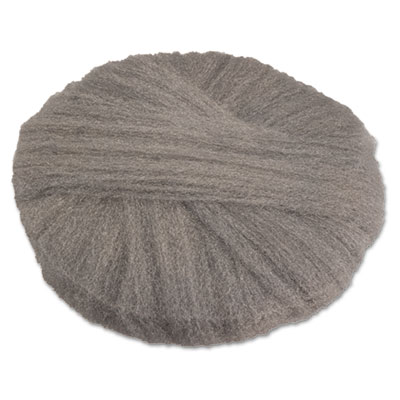 Radial Steel Wool Pads, Grade 0 (Fine): Cleaning and Polishing, 17" Diameter, Gray, 12/Carton