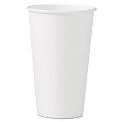 Single-Sided Poly Paper Hot Cups, 16 oz, White, 50/Sleeve, 20 Sleeves/Carton