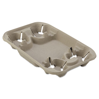 StrongHolder Molded Fiber Cup/Food Tray, 8 oz to 22 oz, Four Cups, Beige, 250/Carton