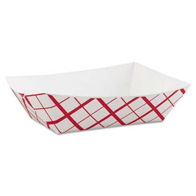 Paper Food Baskets, 3 lb Capacity, 7.2 x 4.95 x 1.94, Red/White, Paper, 500/Carton