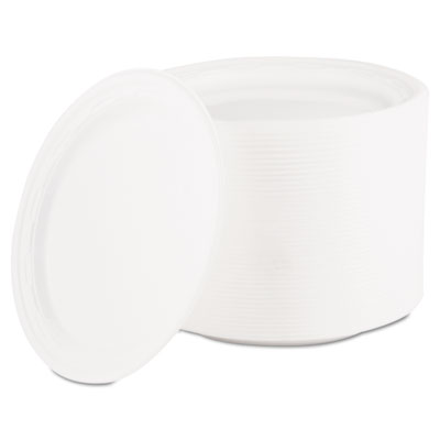 Famous Service Plastic Dinnerware, Plate, 6" dia, White, 125/Pack