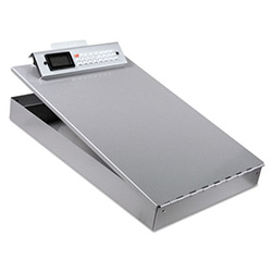 Redi-Rite Aluminum Storage Clipboard with Calculator, 1" Clip Capacity, Holds 8.5 x 11 Sheets, Silver