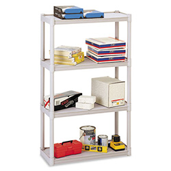 Rough n Ready Open Storage System, Four-Shelf, Injection-Molded Polypropylene, 32w x 13d x 54h, Platinum