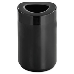 Open Top Round Waste Receptacle, Steel, 30 Gal, Black