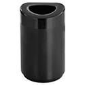 Open Top Round Waste Receptacle, Steel, 30 Gal, Black