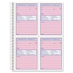 Telephone Message Book with Fax/Mobile Section, Two-Part Carbonless, 3.88 x 5.5, 4 Forms/Sheet, 200 Forms Total