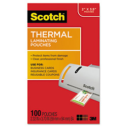 Laminating Pouches, 5 mil, 3.75" x 2.38", Gloss Clear, 100/Pack