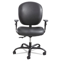 Alday Intensive-Use Chair, Supports Up to 500 lb, 17.5" to 20" Seat Height, Black Vinyl Seat/Back, Black Base