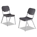 Rough n Ready Stack Chair, Supports Up to 500 lb, 17.5" Seat Height, Charcoal Seat, Charcoal Back, Silver Base, 4/Carton