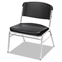 Rough n Ready Wide-Format Big and Tall Stack Chair, Supports 500lb, 18.5" Seat Height, Black Seat/Back, Silver Base, 4/Carton