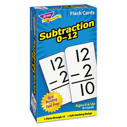 Skill Drill Flash Cards, Subtraction, 3 x 6, Black and White, 91/Pack