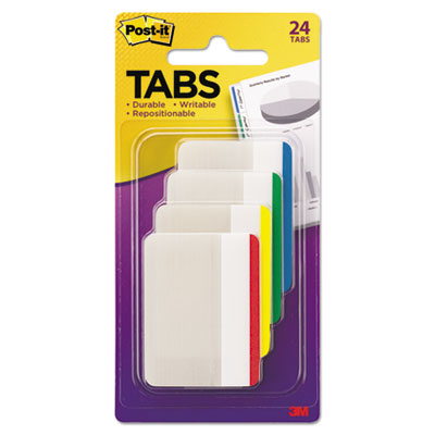 Lined Tabs, 1/5-Cut, Assorted Colors, 2" Wide, 24/Pack