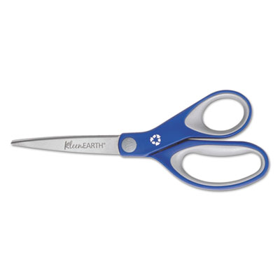 KleenEarth Soft Handle Scissors, 8" Long, 3.25" Cut Length, Straight Blue/Gray Handle