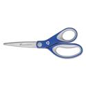 KleenEarth Soft Handle Scissors, 8" Long, 3.25" Cut Length, Blue/Gray Straight Handle