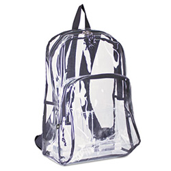 Backpack, PVC, 12.5 x 5.5 x 17.5, Clear/Black