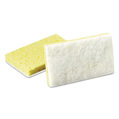 Light-Duty Scrubbing Sponge, #63, 3.6 x 6.1, 0.7" Thick, Yellow/White, 20/Carton