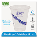 BlueStripe 25% Recycled Content Cold Cups, 12 oz, Clear/Blue, 50/Pack, 20 Packs/Carton