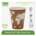 World Art Renewable and Compostable Hot Cups, 8 oz, Brown/White, 50/Pack, 20 Packs/Carton