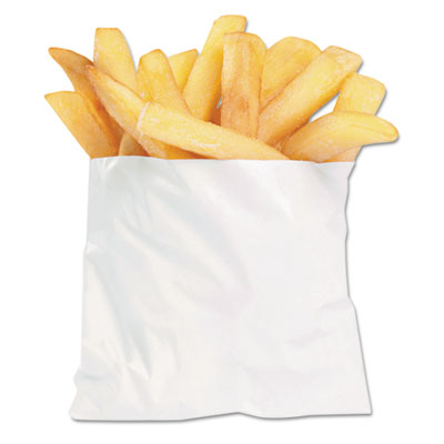 French Fry Bags, 4.5" x 2" x 3.5", White, 2,000/Carton