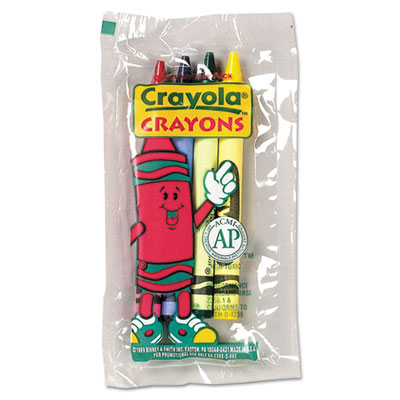 Classic Color Cello Pack Party Favor Crayons, 4 Colors/Pack, 360 Packs/Carton