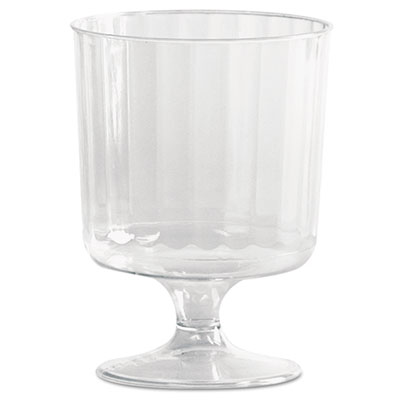 Classic Crystal Plastic Wine Glasses on Pedestals, 5 oz, Clear, 10/Pack, 24 Packs/Carton