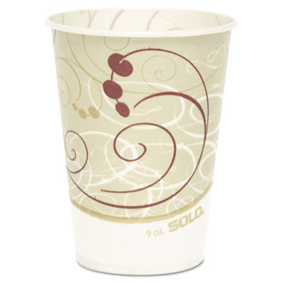 Symphony Design Wax-Coated Paper Cold Cups, 9 oz, White/Beige/Red, 100/Sleeve, 20 Sleeves/Carton