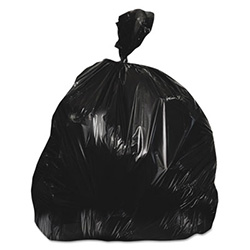 High-Density Waste Can Liners, 56 gal, 22 mic, 43" x 48", Black, 25 Bags/Roll, 6 Rolls/Carton