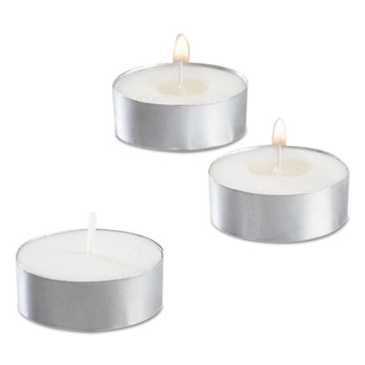 Tealight Candle, 5 Hour Burn, 0.5"h, White, 50/Pack, 10 Packs/Carton