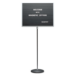 Adjustable Single-Pedestal Magnetic Letter Board, 24" x 18", Black Surface, Gray Aluminum Frame