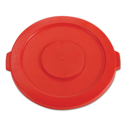 BRUTE Self-Draining Flat Top Lids for 32 gal Round BRUTE Containers, 22.25" Diameter, Red