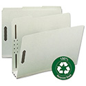 Recycled Pressboard Fastener Folders, 3" Expansion, 2 Fasteners, Letter Size, Gray-Green Exterior, 25/Box