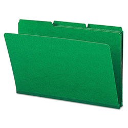 Expanding Recycled Heavy Pressboard Folders, 1/3-Cut Tabs: Assorted, Legal Size, 1" Expansion, Green, 25/Box