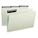 Recycled Heavy Pressboard File Folders with Insertable 1/3-Cut Metal Tabs, Legal Size, 1" Expansion, Gray-Green, 25/Box