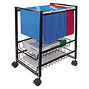 Mobile File Cart with Sliding Baskets, Metal, 2 Drawers, 1 Bin, 12.88" x 15" x 21.13", Black