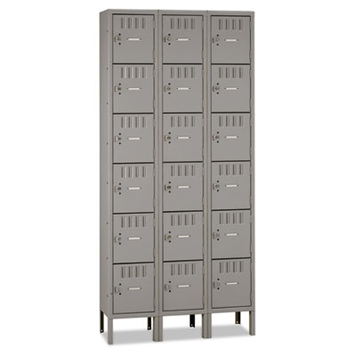 Box Compartments with Legs, Triple Stack, 36w x 18d x 78h, Medium Gray