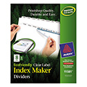 Index Maker EcoFriendly Print and Apply Clear Label Dividers with White Tabs, 8-Tab, 11 x 8.5, White, 5 Sets