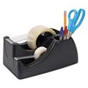 Recycled 2-in-1 Heavy Duty Tape Dispenser, 1" and 3" Cores, Plastic, Black