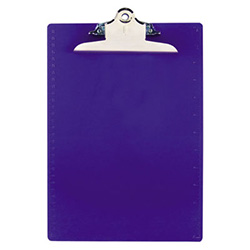 Recycled Plastic Clipboard with Ruler Edge, 1" Clip Capacity, Holds 8.5 x 11 Sheets, Blue