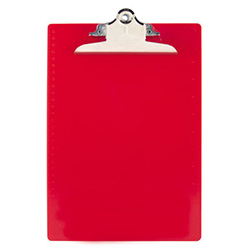 Recycled Plastic Clipboard with Ruler Edge, 1" Clip Capacity, Holds 8.5 x 11 Sheets, Red