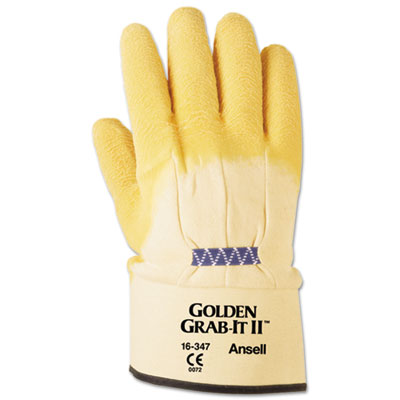 Golden Grab-It II Heavy-Duty Work Gloves, Size 10, Latex/Jersey, Yellow, 12 Pairs